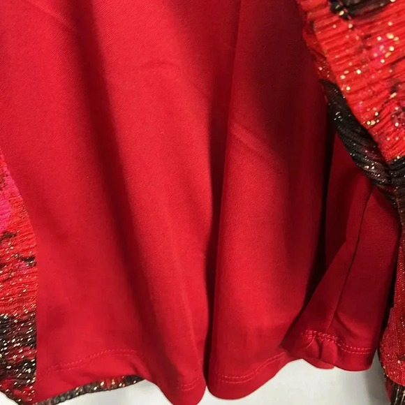 Figueroa & Flower Womens Blouse Red/Black PL Sheer Lined Keyhole Sparkly NWT - Picture 7 of 15